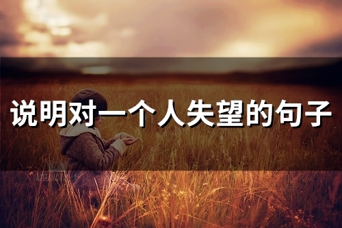 说明对一个人失望的句子 关于对一个人彻底失望的语句