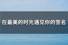 在最美的时光遇见你的签名(共77句)