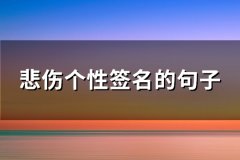 悲伤个性签名的句子(必备101句)