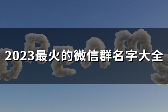 2023最火的微信群名字大全(100个)(2023最火的微信群名)
