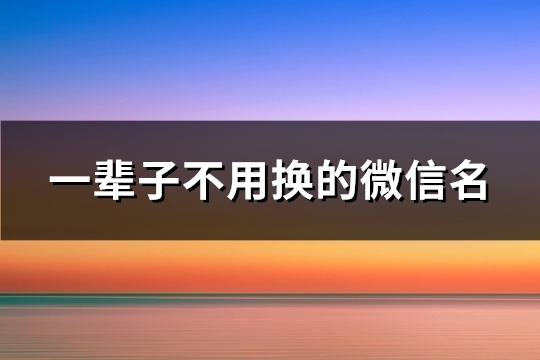 一辈子不用换的微信名(192个)