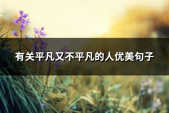 有关平凡又不平凡的人优美句子(实用47句)