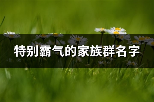 特别霸气的家族群名字(精选121个)(特别霸气的家族名称)