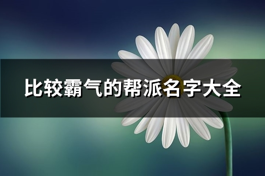 比较霸气的帮派名字大全(精选368个)(最霸气的帮派)