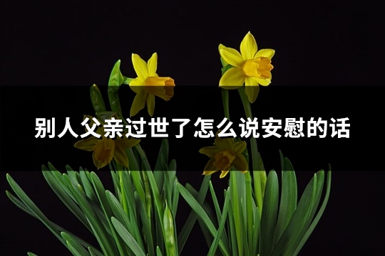 别人父亲过世了怎么说安慰的话(汇总75句)