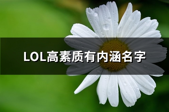 LOL高素质有内涵名字(共290个)(lol有内涵的英雄语录)