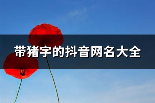 带猪字的抖音网名大全(共60个) 带猪字的id