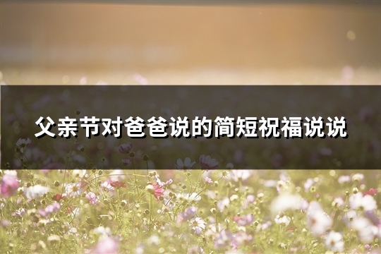 父亲节对爸爸说的简短祝福说说(推荐61句) 父亲节对爸爸说的祝福语
